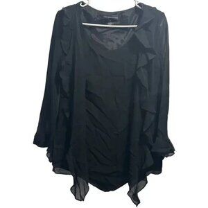 Women's Black Jones New York Dress Silk Flowy Career Blouse Size 6
